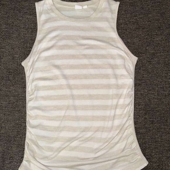 GAP Beige and White Stripes Ruched Sleeveless Muscle Tee, Small - Picture 6 of 10